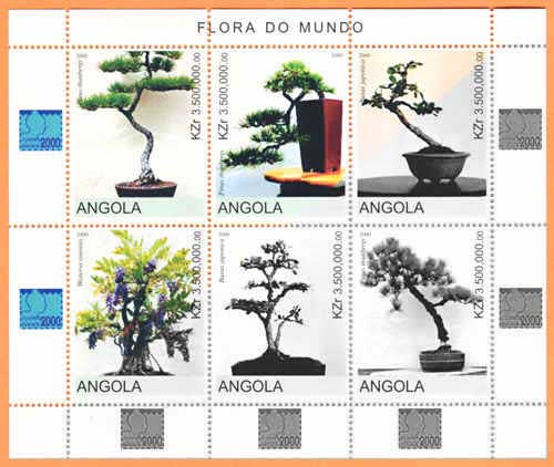 Briefmarken, Motivblock Bonsai, Angola 2000