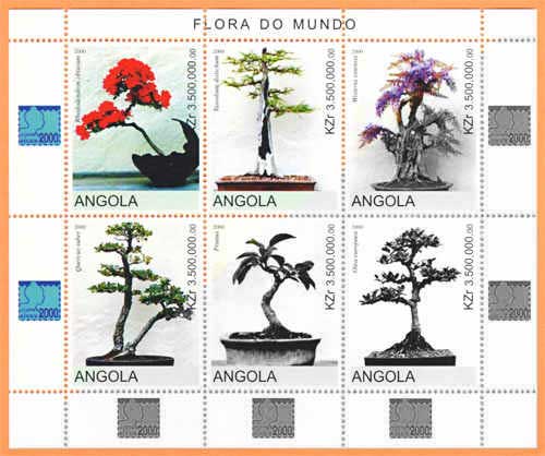 Briefmarken, Motivblock Bonsai, Angola 2000