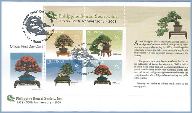 Ersttagsbrief (FDC) zum 35. Jubiläum der Phillipine Bonsai Society